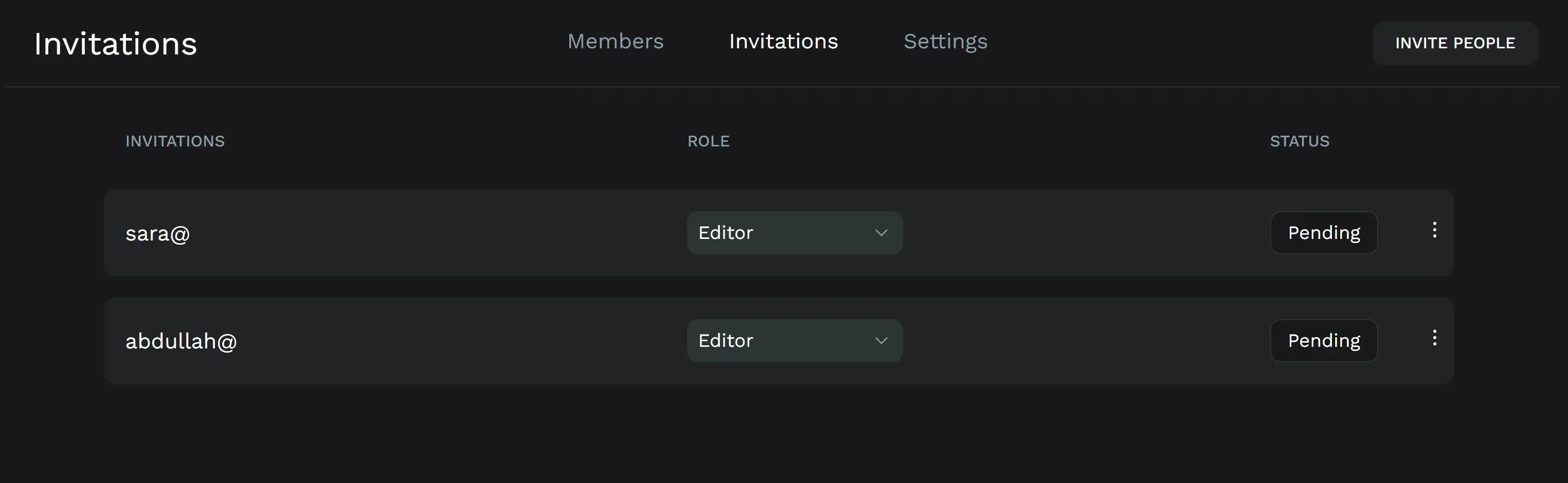 Invitations status